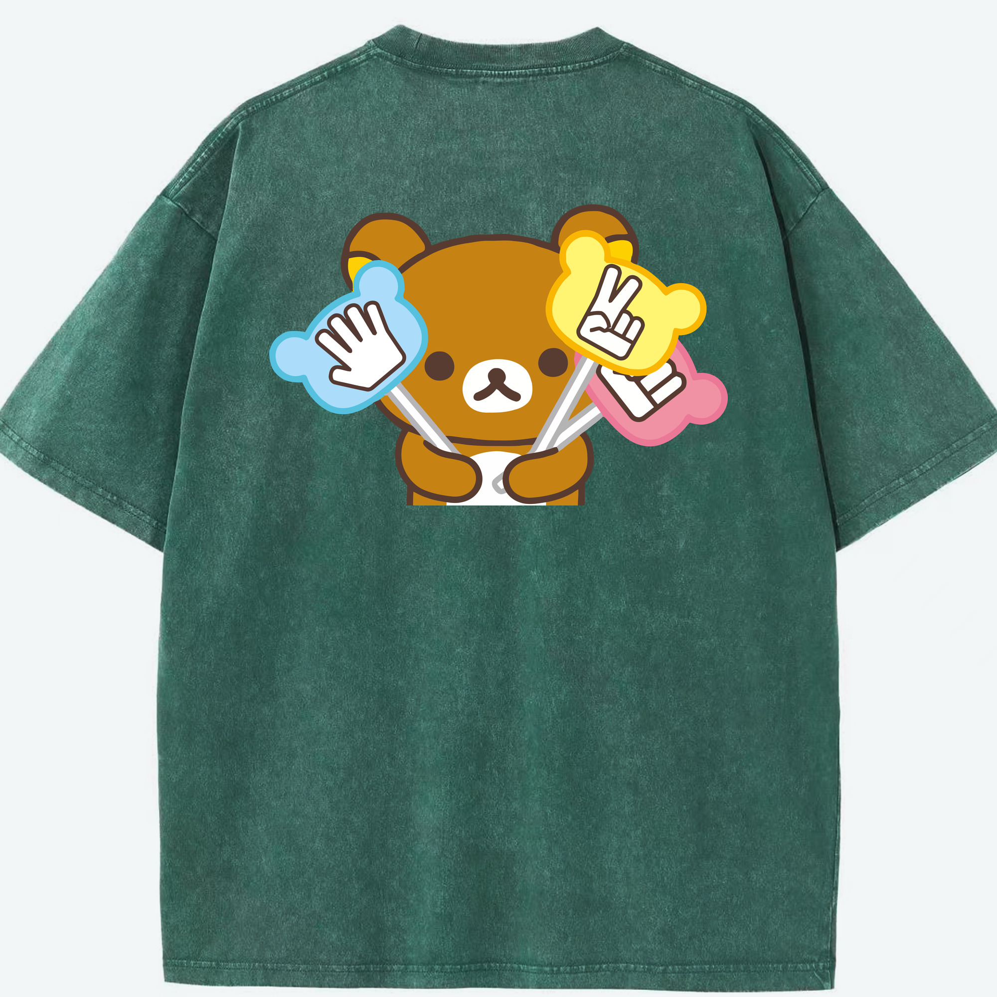（画像用） リラックマ リラックマ キイロイトリ Rilakkuma Korilakkuma Kiiroitori 綿100% ヴィンテージ風 半袖Tシャツ（背面プリント）